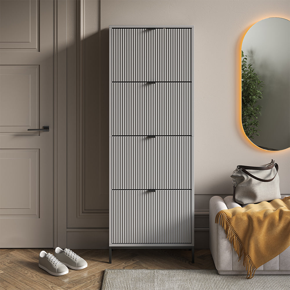 Vicco Scarpiera da ingresso Grigio 60 x 168 cm con 4 cassetti pieghevoli