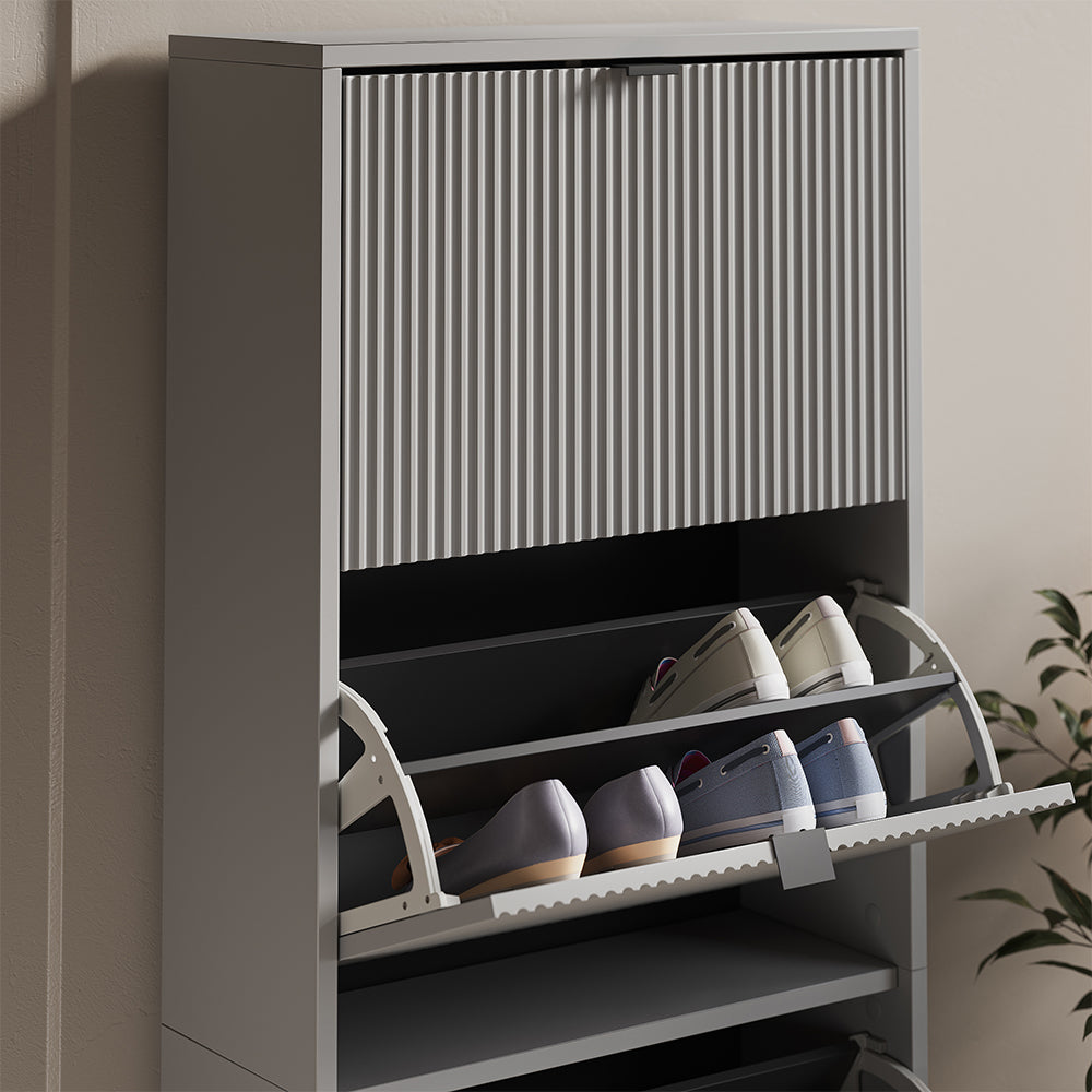 Vicco Scarpiera da ingresso Grigio 60 x 168 cm con 4 cassetti pieghevoli