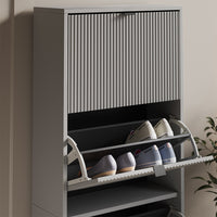 Vicco Scarpiera da ingresso Grigio 60 x 168 cm con 4 cassetti pieghevoli