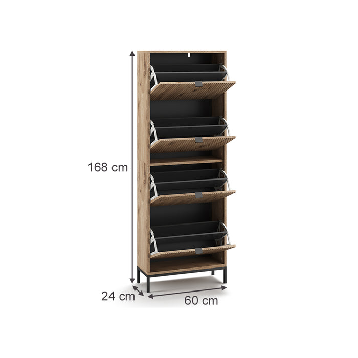 Vicco Scarpiera da ingresso Quercia vichinga 60 x 168 cm con 4 cassetti pieghevoli