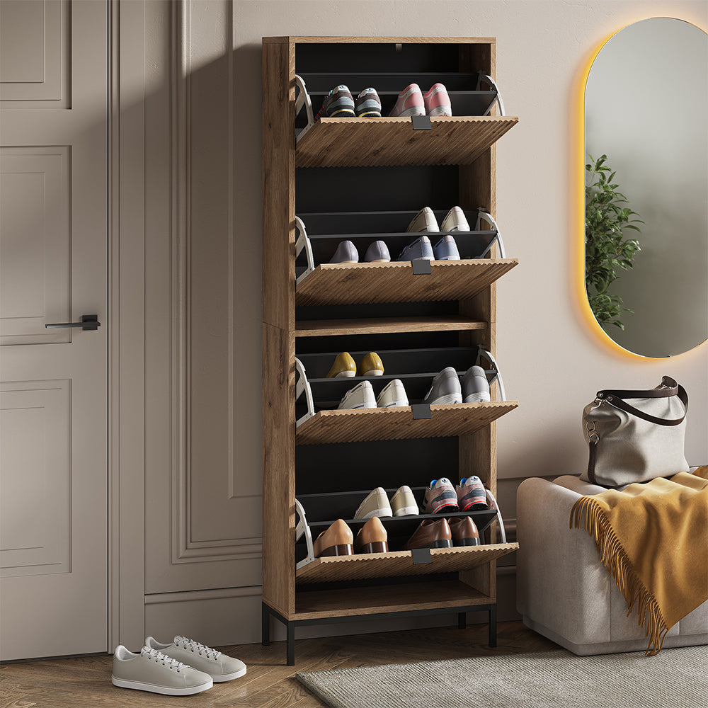 Vicco Scarpiera da ingresso Quercia vichinga 60 x 168 cm con 4 cassetti pieghevoli