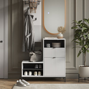 Vicco Panca scarpiera da ingresso Bianco 100 x 98.5 cm con anta e cassetto