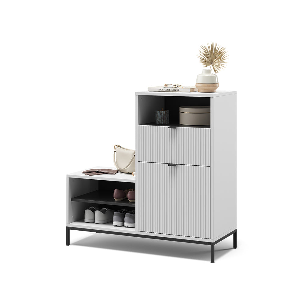 Vicco Panca scarpiera da ingresso Bianco 100 x 98.5 cm con anta e cassetto