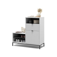 Vicco Panca scarpiera da ingresso Bianco 100 x 98.5 cm con anta e cassetto