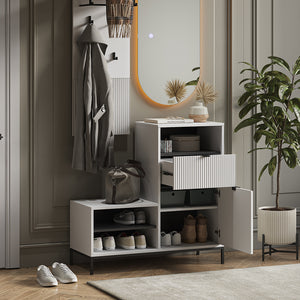 Vicco Panca scarpiera da ingresso Bianco 100 x 98.5 cm con anta e cassetto