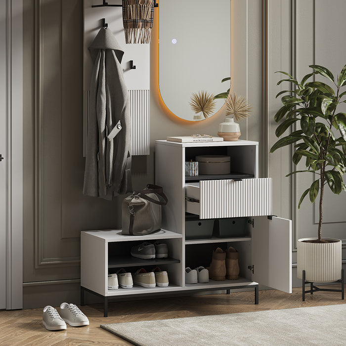 Vicco Panca scarpiera da ingresso Bianco 100 x 98.5 cm con anta e cassetto