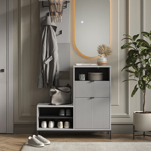 Vicco Panca scarpiera da ingresso Grigio 100 x 98.5 cm con anta e cassetto