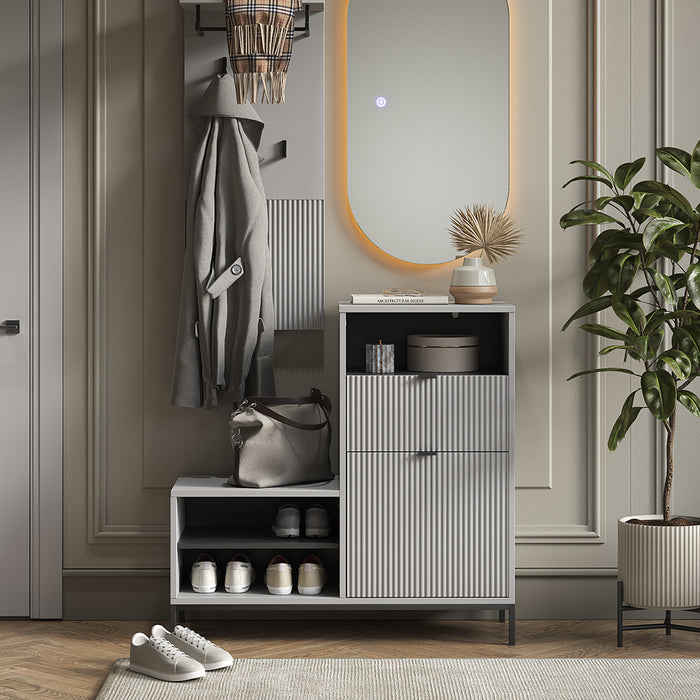 Vicco Panca scarpiera da ingresso Grigio 100 x 98.5 cm con anta e cassetto