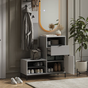 Vicco Panca scarpiera da ingresso Grigio 100 x 98.5 cm con anta e cassetto