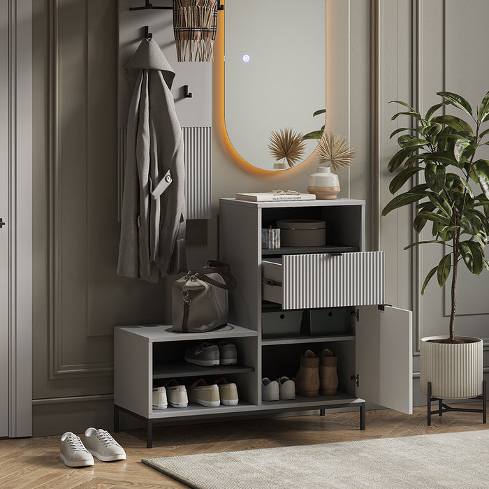 Vicco Panca scarpiera da ingresso Grigio 100 x 98.5 cm con anta e cassetto