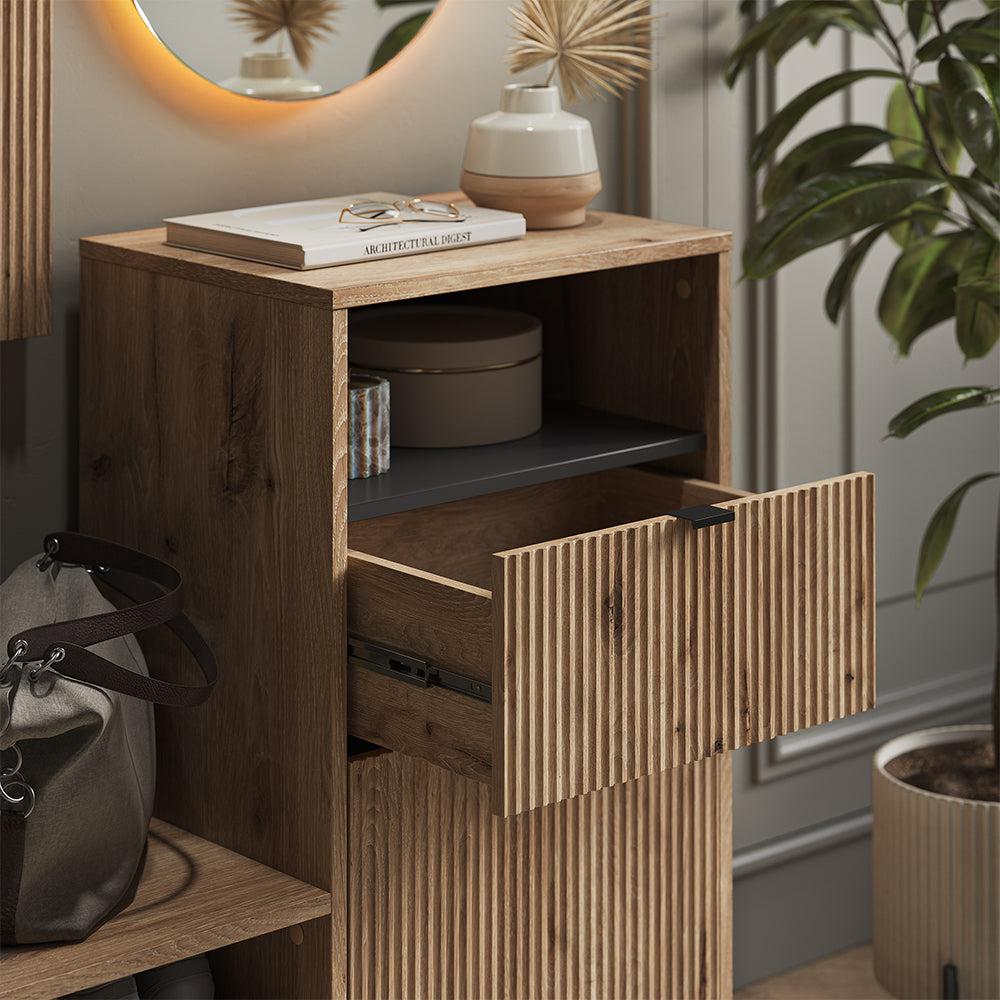 Vicco Panca scarpiera da ingresso Quercia vichinga 100 x 98.5 cm con 6 scomparti