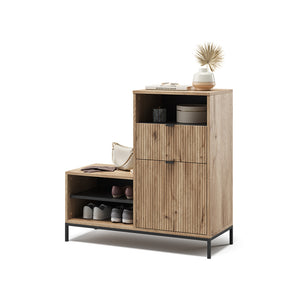 Vicco Panca scarpiera da ingresso Quercia vichinga 100 x 98.5 cm con 6 scomparti