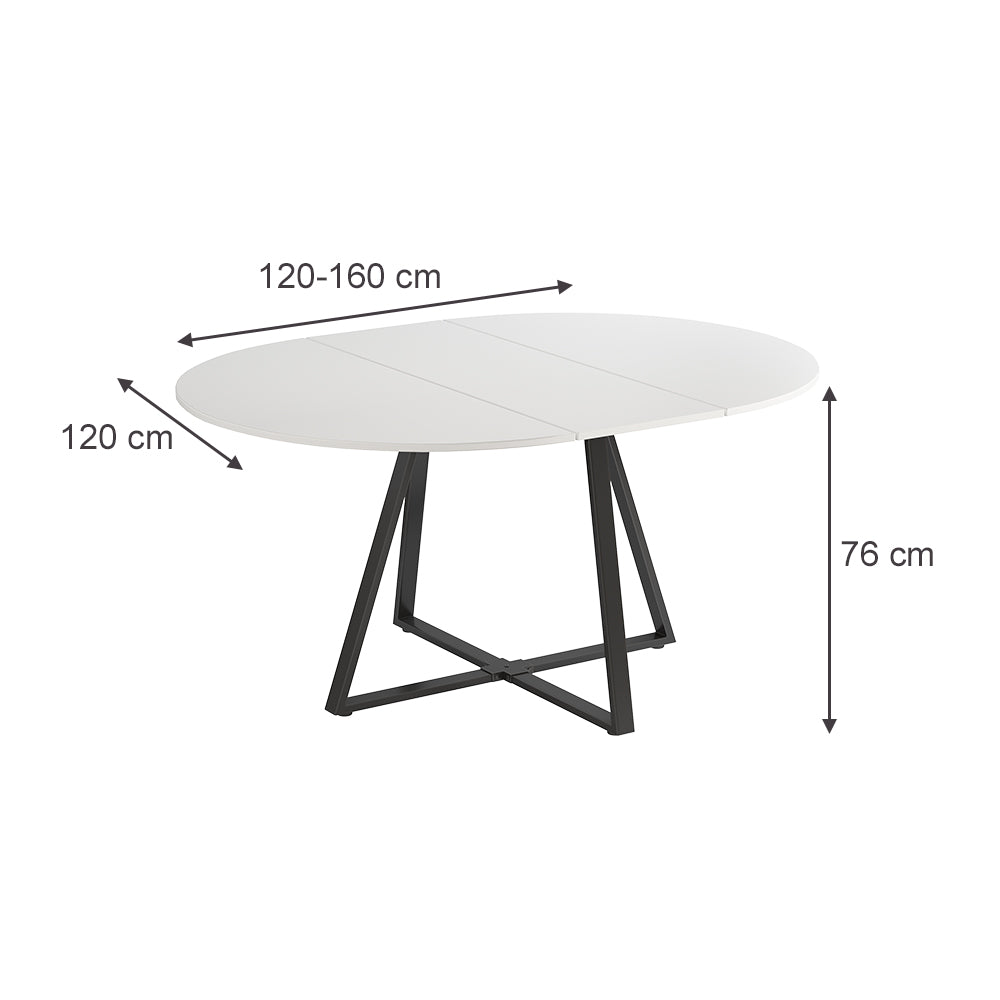 Vicco tavolo da pranzo allungabile Bianco/nero 120 x 120 cm estensibile