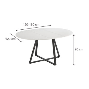 Vicco tavolo da pranzo allungabile Bianco/nero 120 x 120 cm estensibile