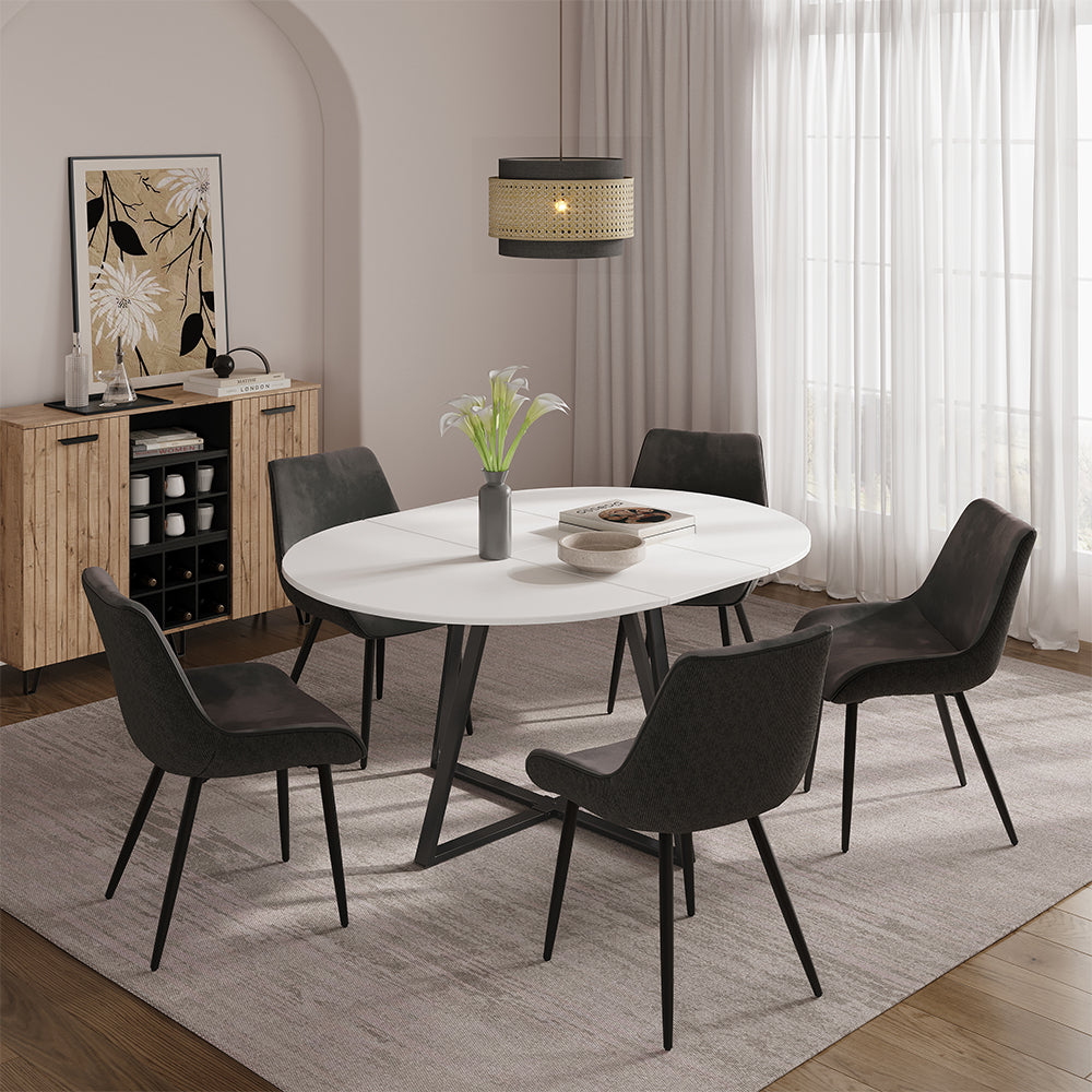 Vicco tavolo da pranzo allungabile Bianco/nero 120 x 120 cm estensibile