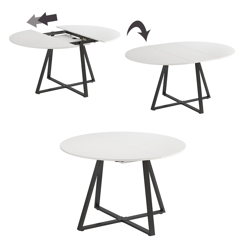 Vicco tavolo da pranzo allungabile Bianco/nero 120 x 120 cm estensibile