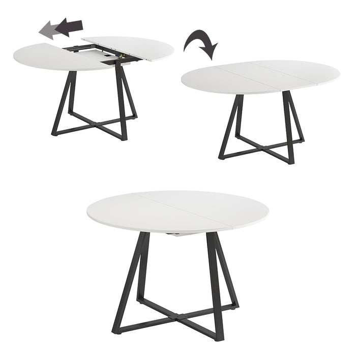 Vicco tavolo da pranzo allungabile Bianco/nero 120 x 120 cm estensibile