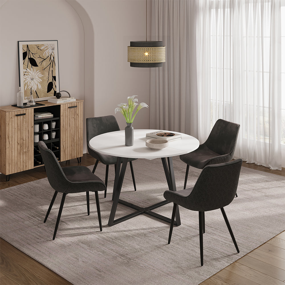 Vicco tavolo da pranzo allungabile Bianco/nero 120 x 120 cm estensibile