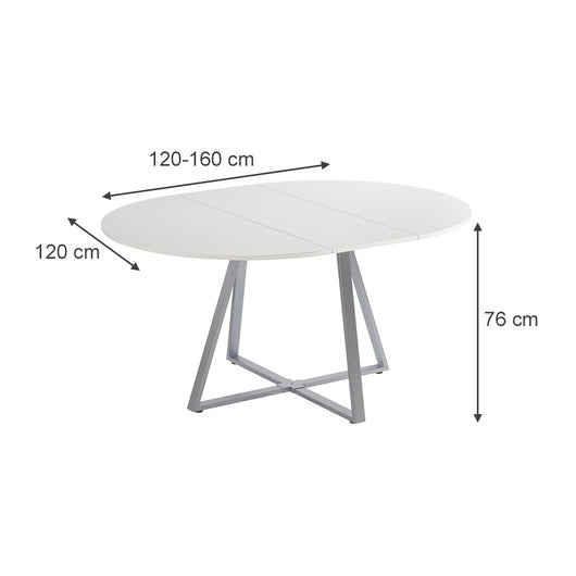 Vicco tavolo da pranzo allungabile Bianco/Grigio 120 x 120 cm estensibile