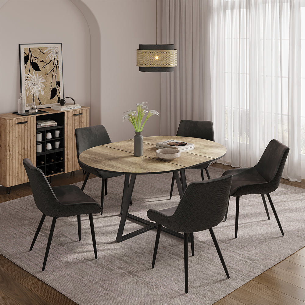 Vicco tavolo da pranzo allungabile Rovere rustico/nero 120 x 120 cm estensibile