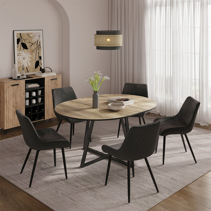 Vicco tavolo da pranzo allungabile Rovere rustico/nero 120 x 120 cm estensibile