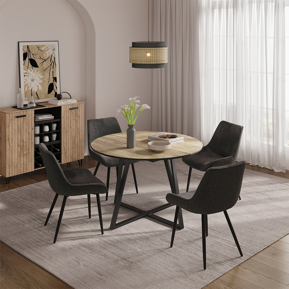 Vicco tavolo da pranzo allungabile Rovere rustico/nero 120 x 120 cm estensibile