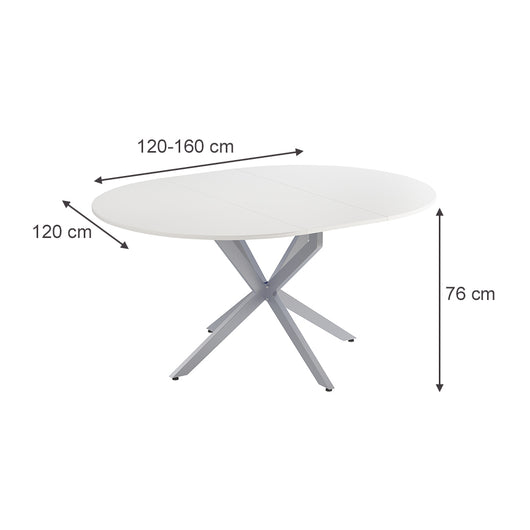 Vicco tavolo da pranzo allungabile Bianco/Grigio 120 x 120 cm estensibile