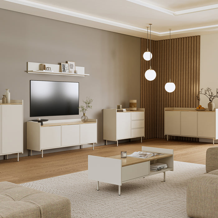 Vicco Credenza Crema 80 x 103 cm con 6 scomparti