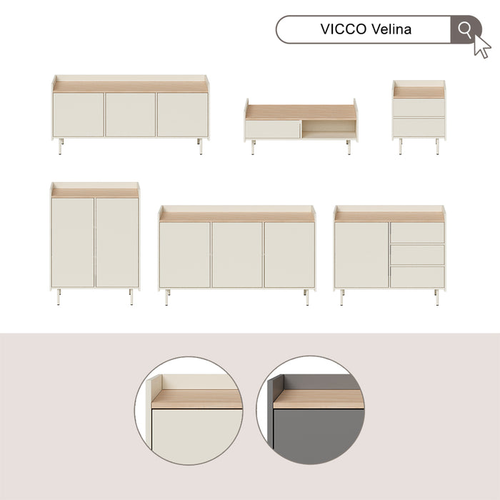 Vicco Credenza Crema 140 x 82 cm con 6 scomparti