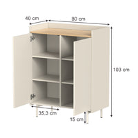 Vicco Credenza Crema 80 x 103 cm con 6 scomparti