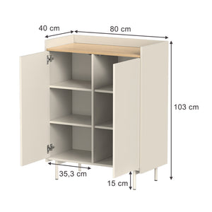 Vicco Credenza Crema 80 x 103 cm con 6 scomparti