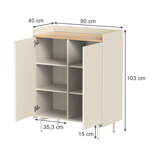 Vicco Credenza Crema 80 x 103 cm con 6 scomparti