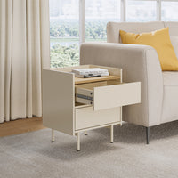 Vicco Comodino camera da letto Crema 48 x 58 cm con 2 cassetti