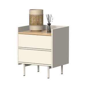 Vicco Comodino camera da letto Crema 48 x 58 cm con 2 cassetti