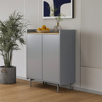 Vicco Credenza Grigio/quercia 80 x 103 cm con 6 scomparti