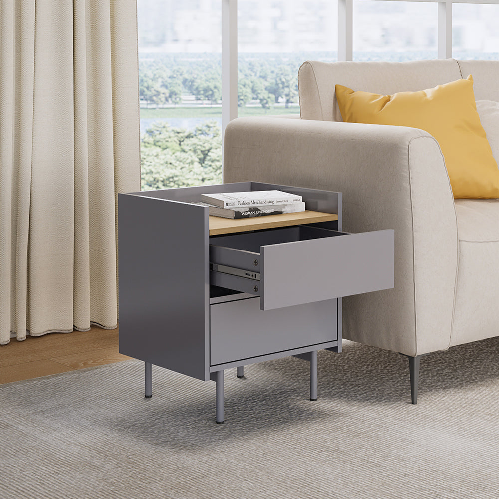 Vicco Comodino Grigio/quercia Set di 2