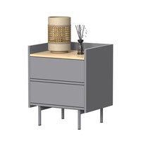 Vicco Comodino camera da letto Grigio/quercia 48 x 58 cm con 2 cassetti