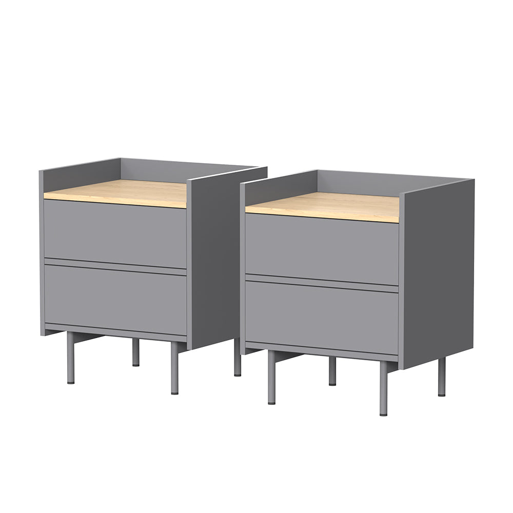 Vicco Comodino Grigio/quercia Set di 2