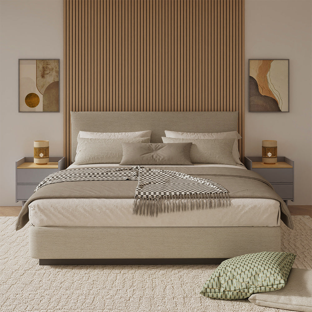 Vicco Comodino Grigio/quercia Set di 2