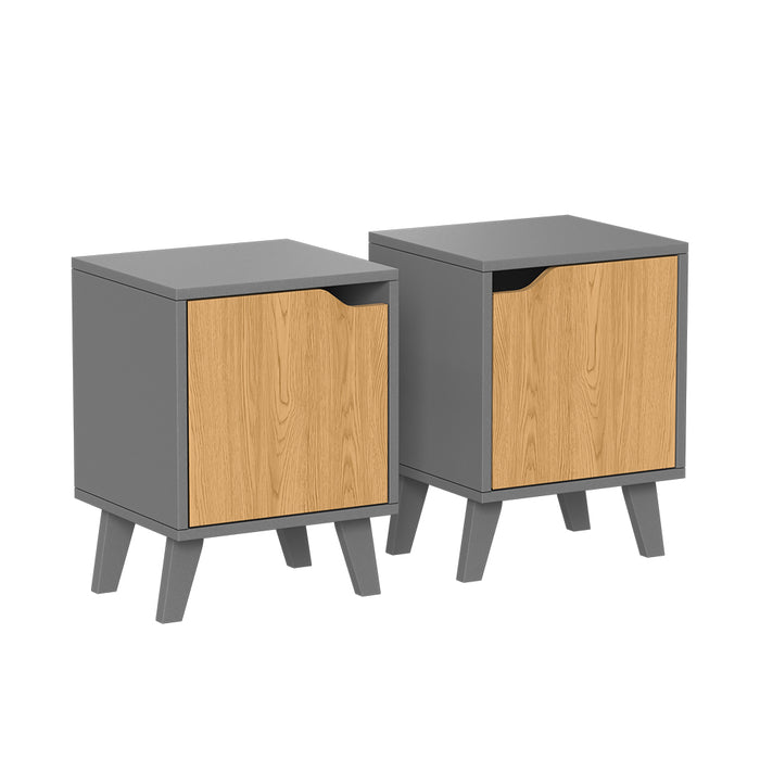 Vicco Comodino Antracite/quercia 2 parti