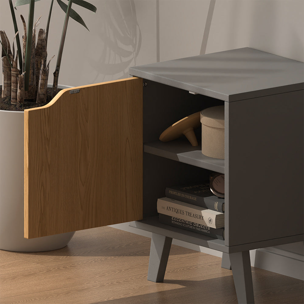 Vicco Comodino Antracite/quercia 2 parti