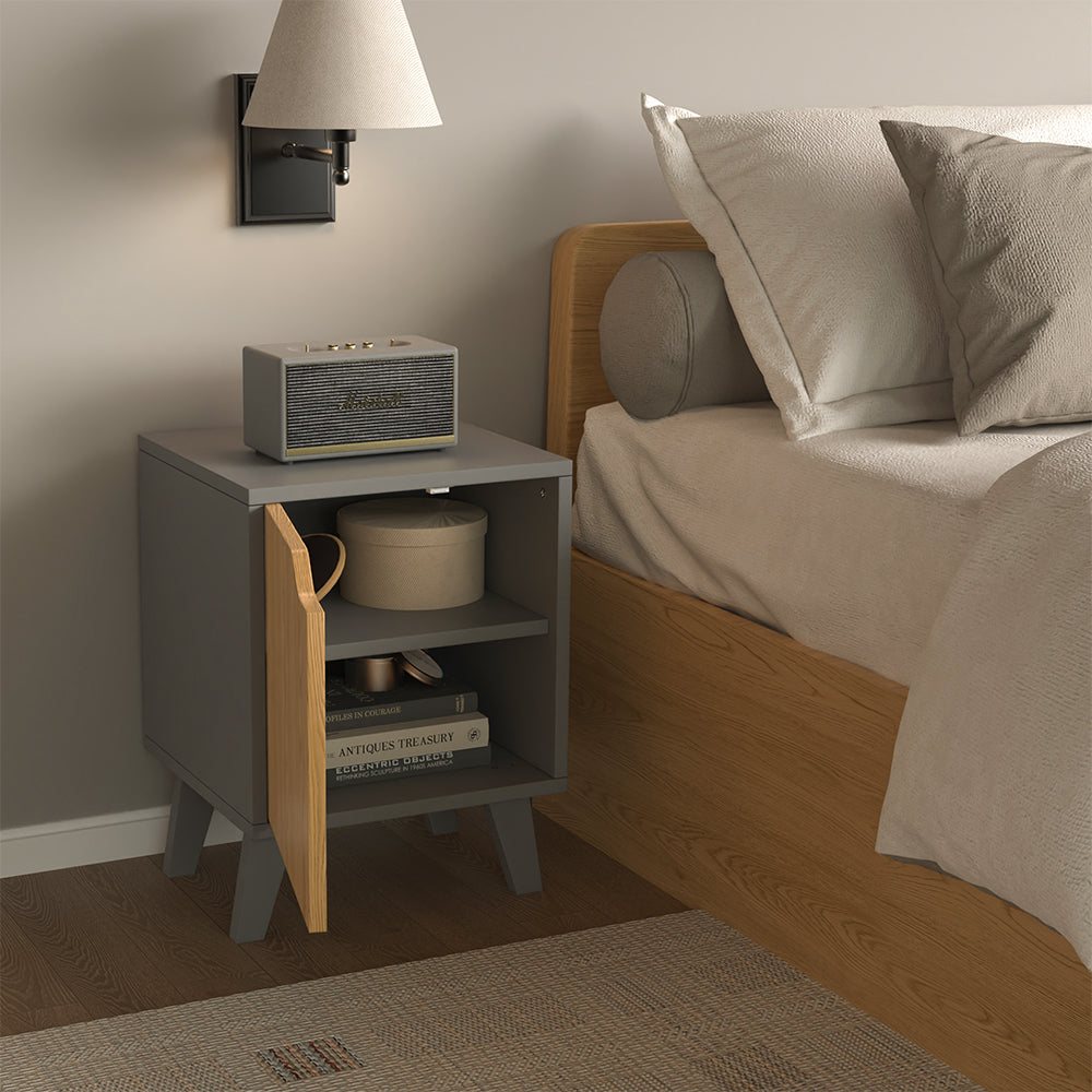 Vicco Comodino Antracite/quercia 2 parti