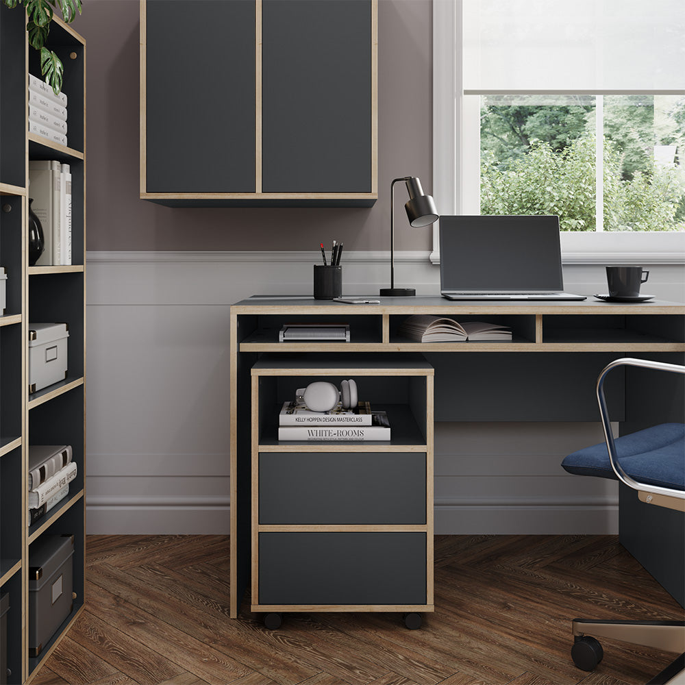 Vicco Contenitore per rotoli Antracite 42 x 55 cm con ripiani e 2 cassetti