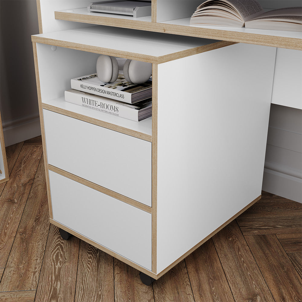 Vicco Contenitore per rotoli Bianco 42 x 55 cm con ripiani e 2 cassetti