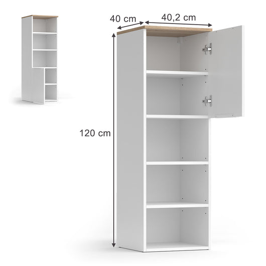 Vicco Armadio universale Bianco/Sonoma 40.2 x 120 cm con una porta