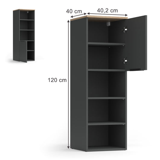 Vicco Armadio universale Antracite/Sonoma 40.2 x 120 cm con una porta