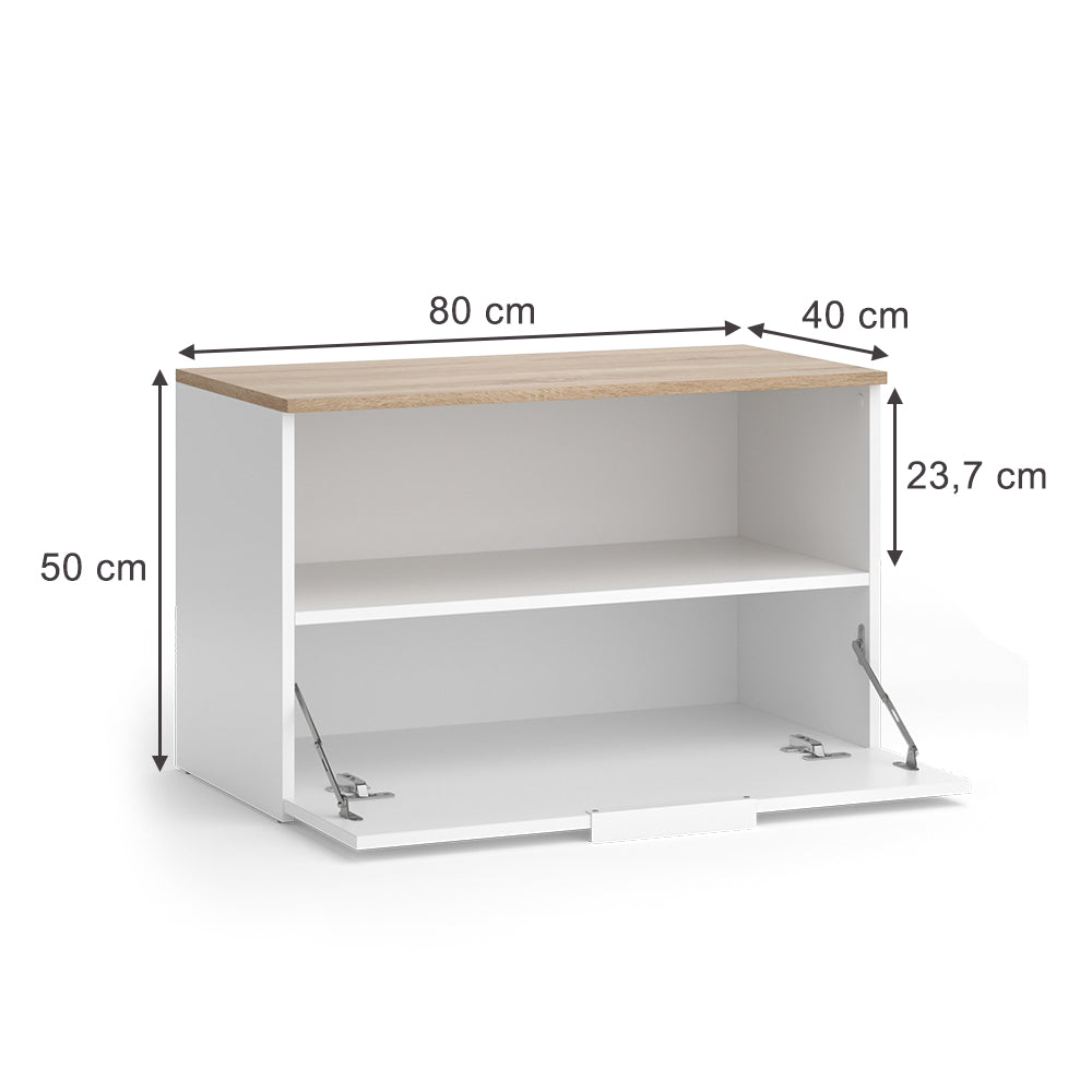 Vicco Credenza Bianco/Sonoma 80 x 50 cm con 1 scomparto chiuso