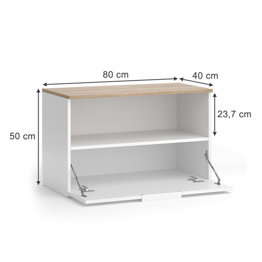 Vicco Credenza Bianco/Sonoma 80 x 50 cm con 1 scomparto chiuso