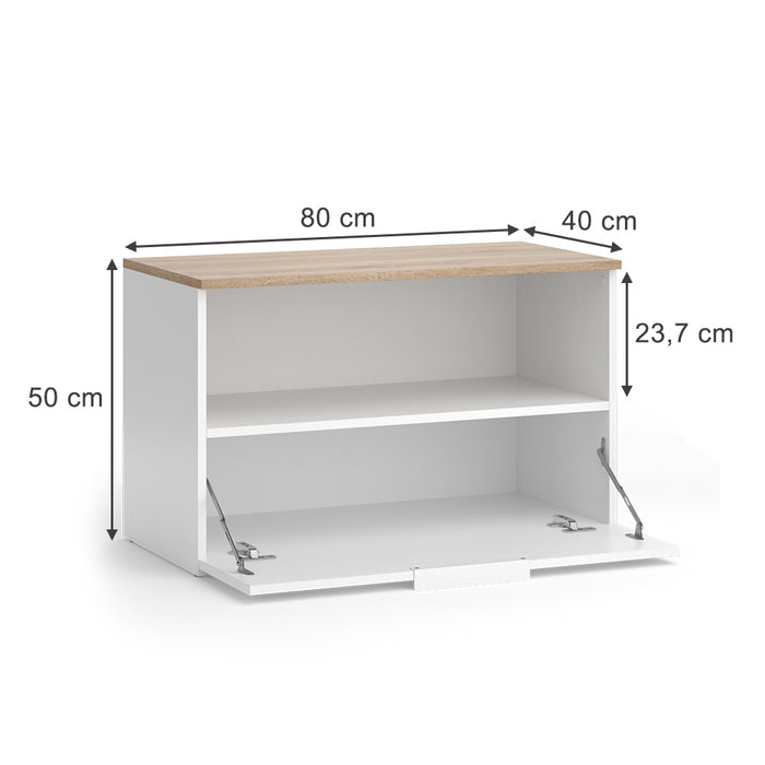 Vicco Credenza Bianco/Sonoma 80 x 50 cm con 1 scomparto chiuso