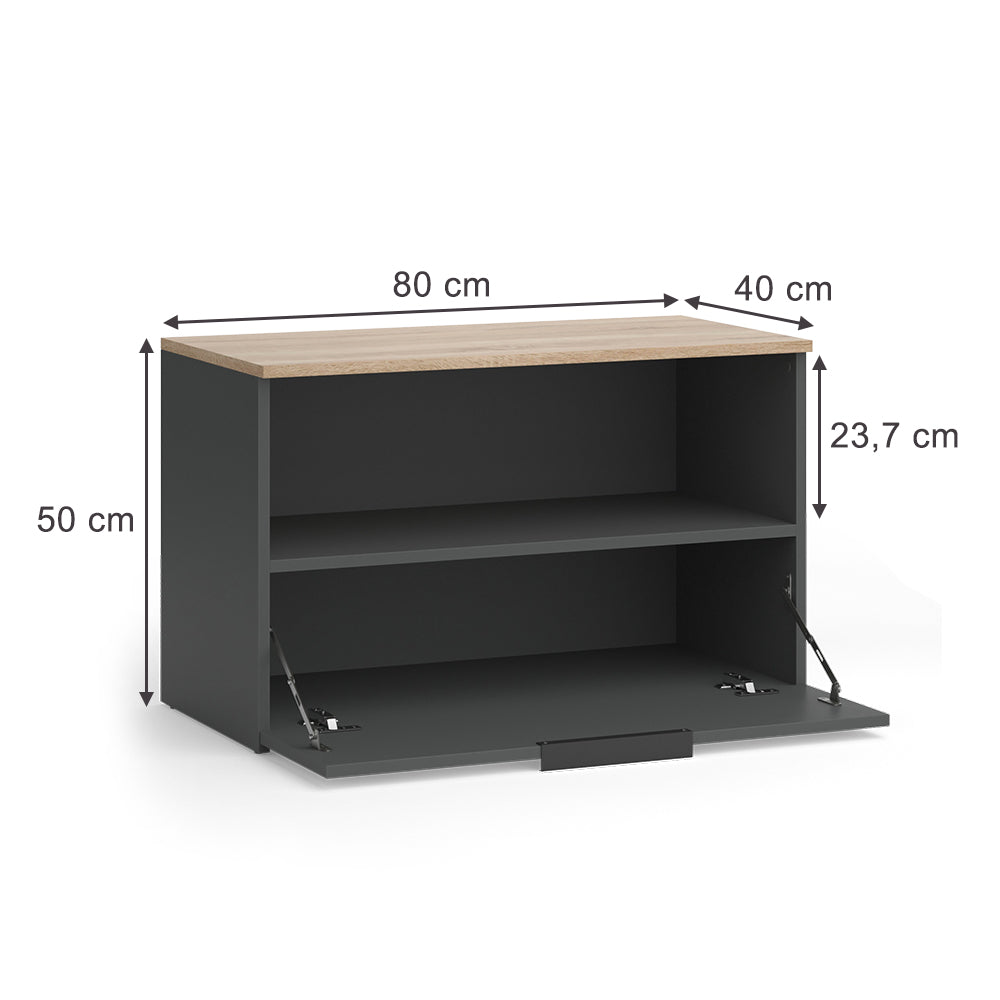 Vicco Credenza Antracite/Sonoma 80 x 50 cm con 1 scomparto chiuso